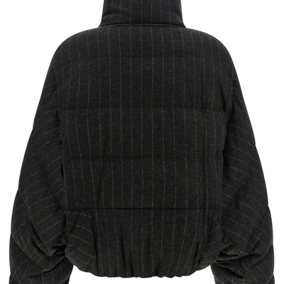 Brunello Cucinelli Micro Sequin Pinstriped Crop Down Jacket