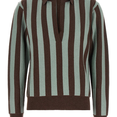 Alberto Biani Striped Knit Polo Shirt