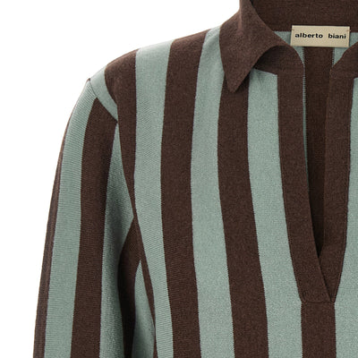 Alberto Biani Striped Knit Polo Shirt