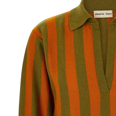 Alberto Biani Striped Knit Polo Shirt