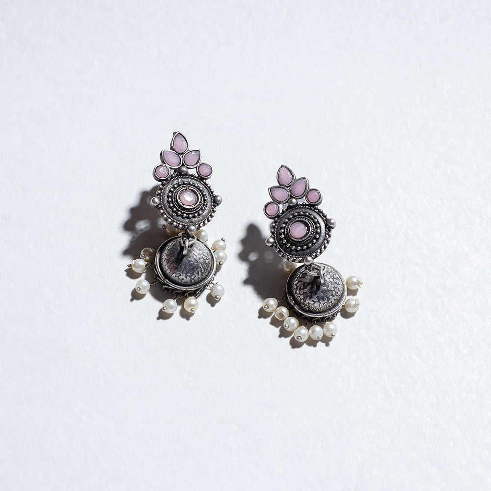 Antique Finish Oxidised German Silver Jhumki Earrings