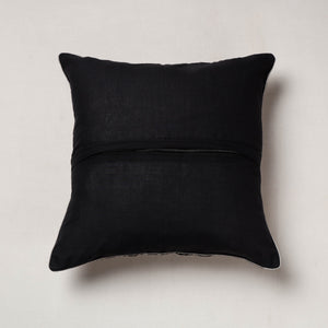 Black - Bagru Block Printed Cotton Cushion Cover (16 x 16 in)