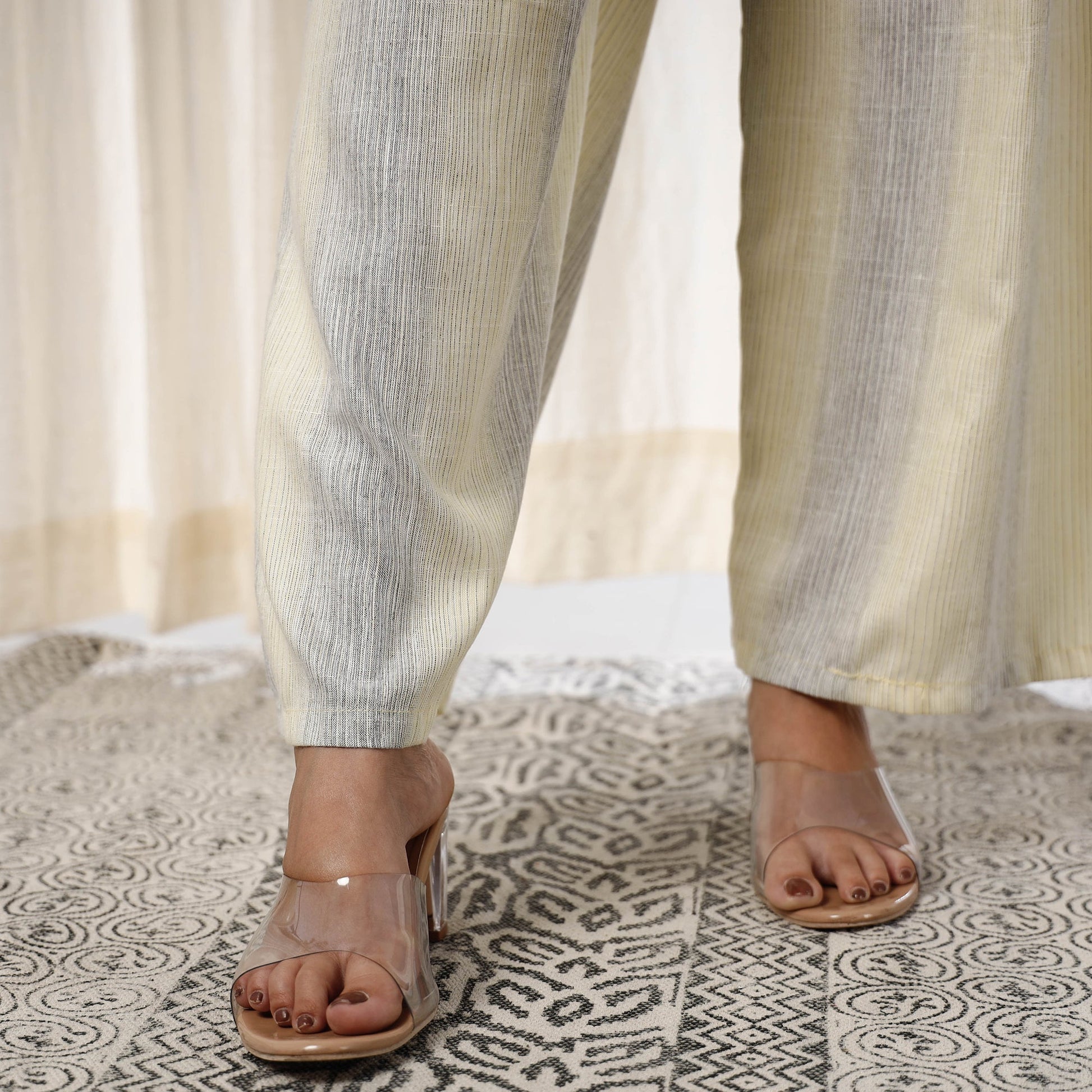 Beige Chikankari Hand Embroidery Soft Cotton Kurta with Palazzo Set