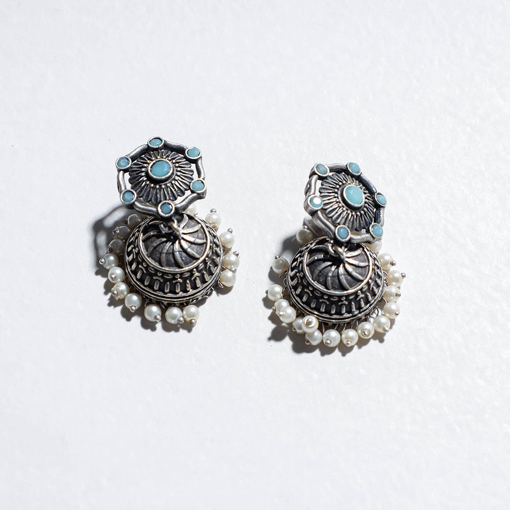Antique Finish Oxidised German Silver Jhumki Earrings
