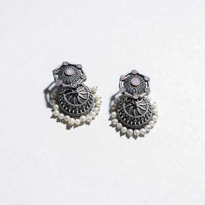 Antique Finish Oxidised German Silver Jhumki Earrings