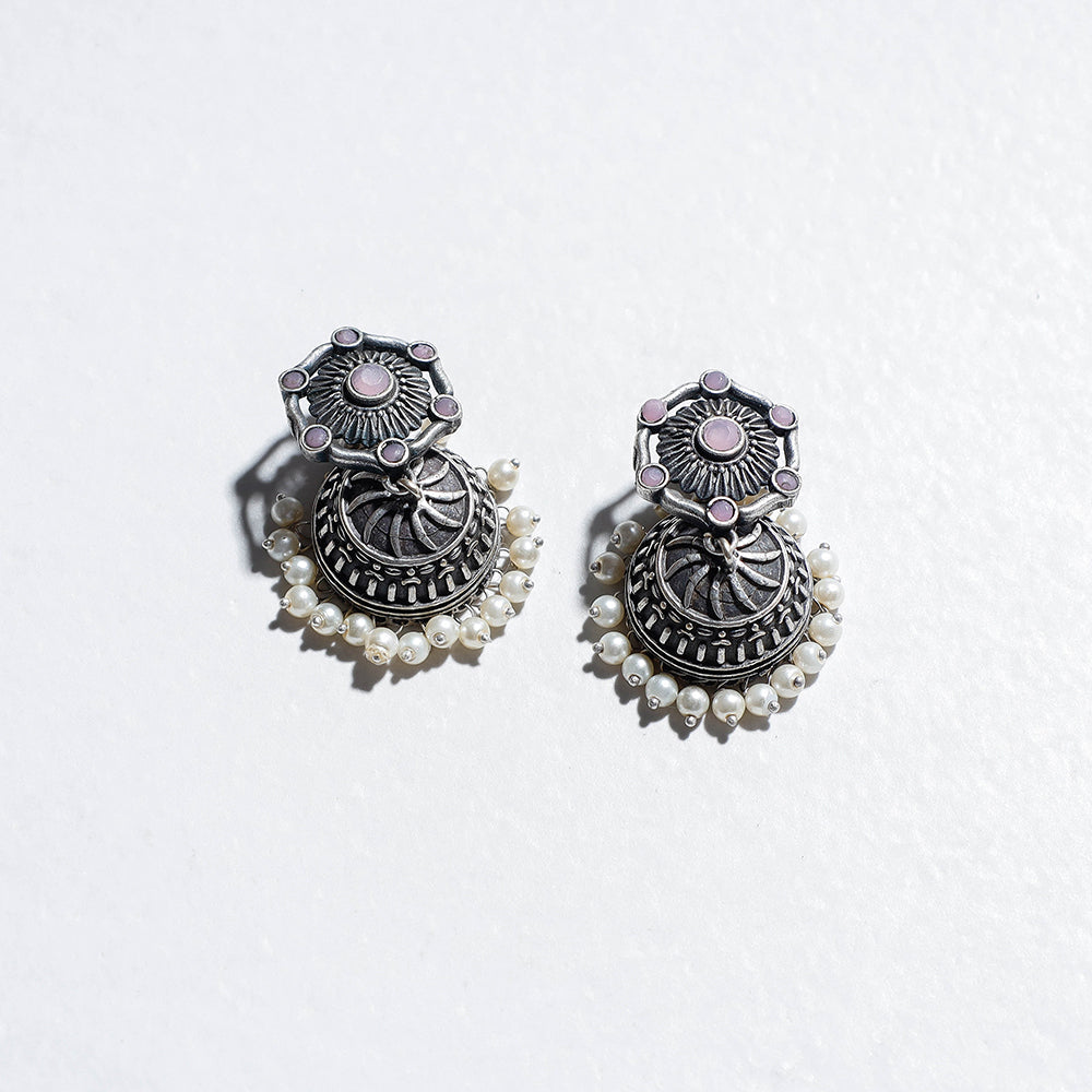 Antique Finish Oxidised German Silver Jhumki Earrings