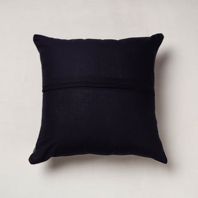 Blue - Bagru Block Printed Cotton Cushion Cover (16 x 16 in)