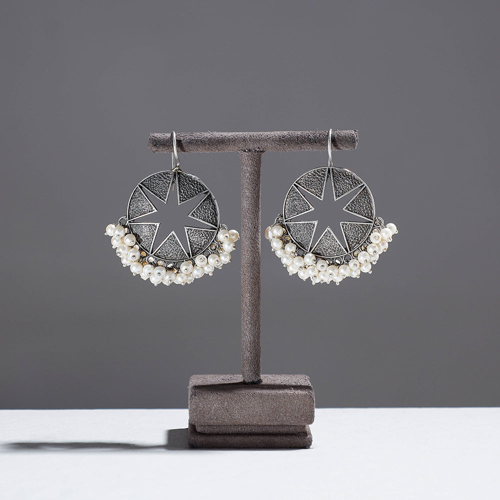 Antique Finish Oxidised German Silver Earrings