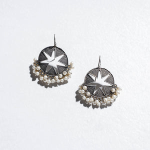 Antique Finish Oxidised German Silver Earrings