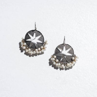 Antique Finish Oxidised German Silver Earrings