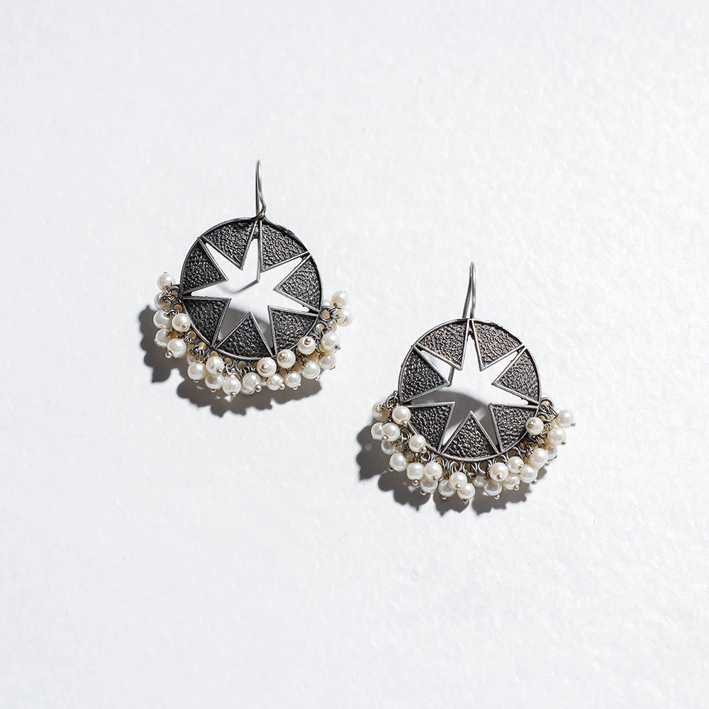 Antique Finish Oxidised German Silver Earrings