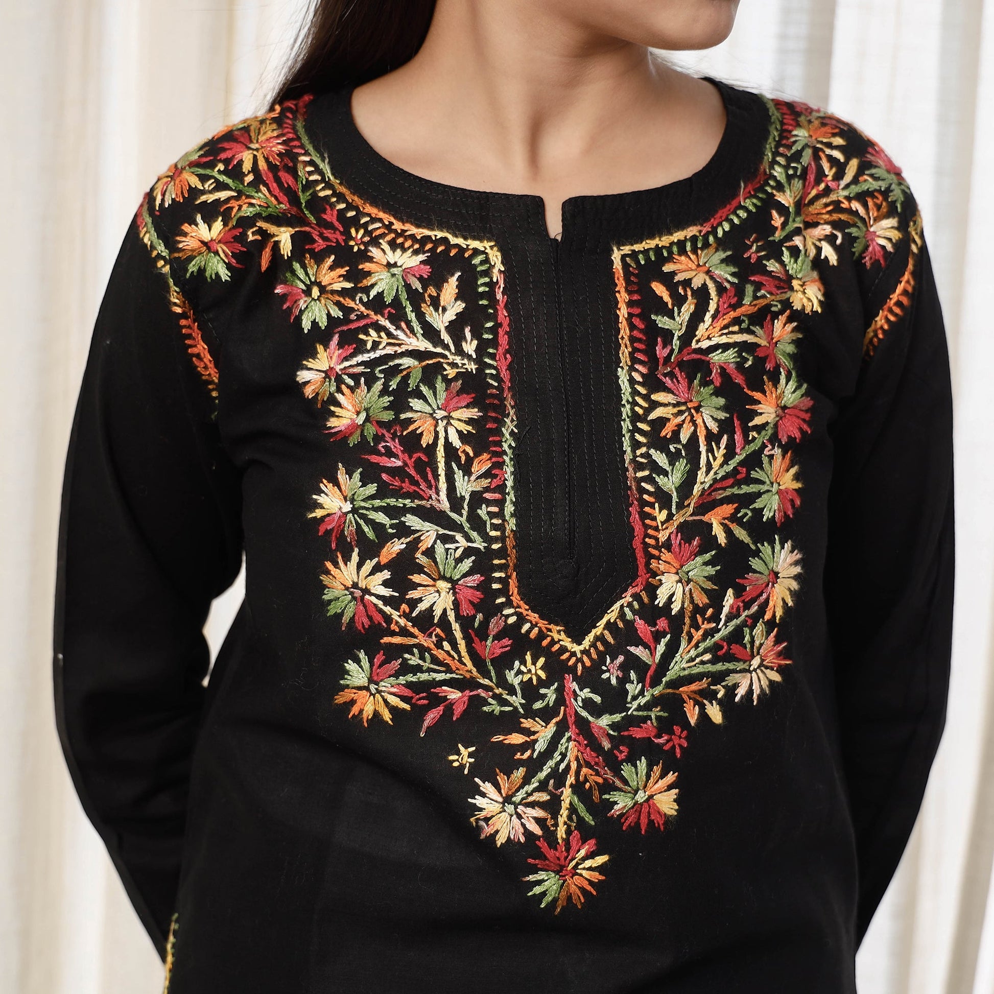 Black - Chikankari Hand Embroidery Cotton Kurta with Sharara Set