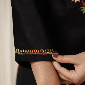 Black - Chikankari Hand Embroidery Cotton Kurta with Sharara Set