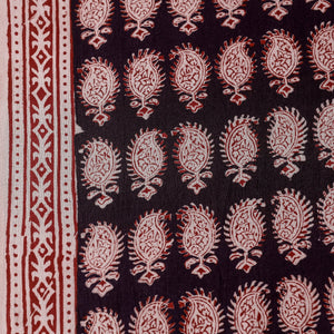 Black - Bagh Block Printed Natural Dyed Cotton Fabric