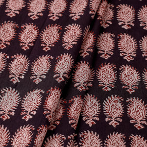 Black - Bagh Block Printed Natural Dyed Cotton Fabric