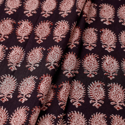 Black - Bagh Block Printed Natural Dyed Cotton Fabric