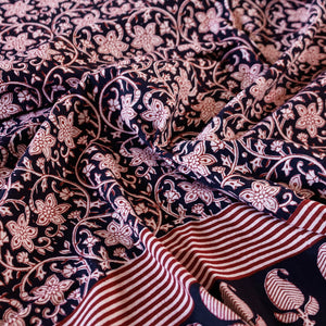 Black - Bagh Block Printed Natural Dyed Pure Cotton Double Bed Cover