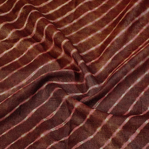 Brown - Leheriya Tie-Dye Mothra Tussar Silk Handloom Stole with Tassels