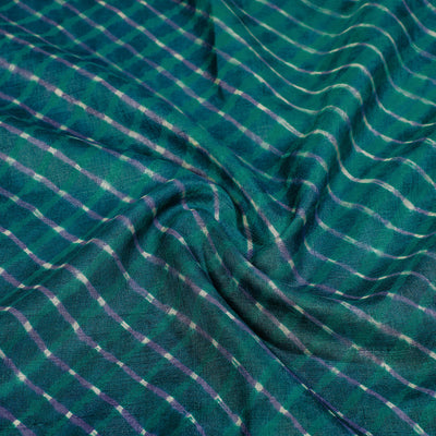 Green - Leheriya Tie-Dye Mothra Tussar Silk Handloom Stole with Tassels