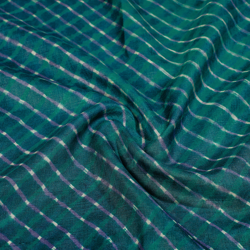 Green - Leheriya Tie-Dye Mothra Tussar Silk Handloom Stole with Tassels