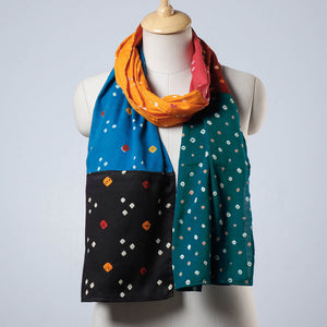Bandhani Tie-Dye Patchwork Multicolor Mul Cotton Stole