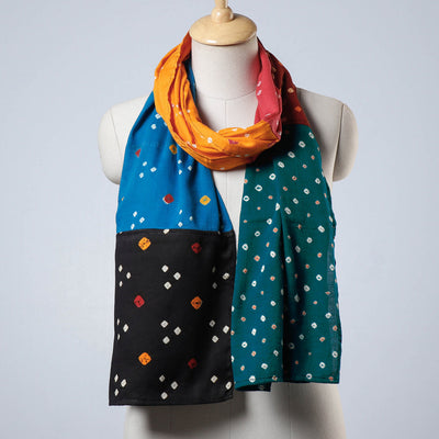 Bandhani Tie-Dye Patchwork Multicolor Mul Cotton Stole