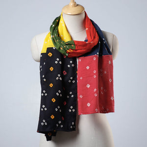 Bandhani Tie-Dye Patchwork Multicolor Mul Cotton Stole