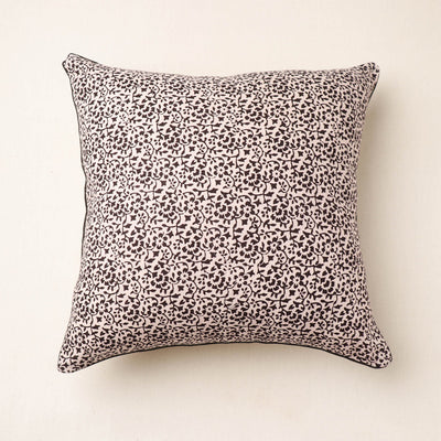 Beige - Bagh Hand Block Printed Pure Cotton Cushion Cover (16 x 16 in)