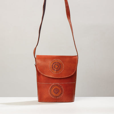 Brown - Handcrafted Kutch Leather Sling Bag