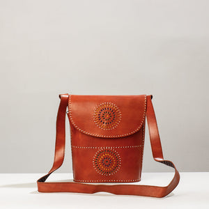 Brown - Handcrafted Kutch Leather Sling Bag