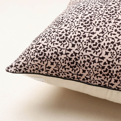 Beige - Bagh Hand Block Printed Pure Cotton Cushion Cover (16 x 16 in)