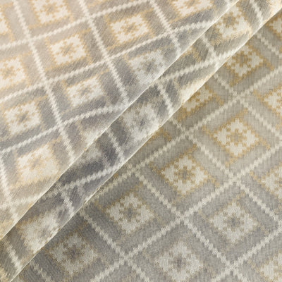 Beige - Pure Banarasi Handwoven Zari Alfi Work Silk Cotton Fabric