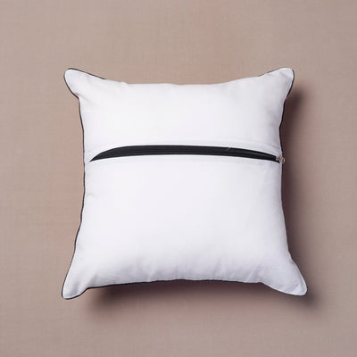 Black - Pochampally Ikat Cotton Cushion Cover (16 x 16 in)