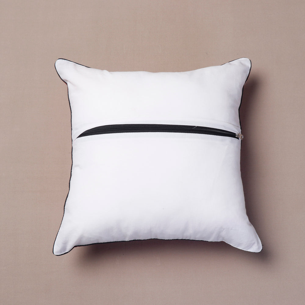 Black - Pochampally Ikat Cotton Cushion Cover (16 x 16 in)