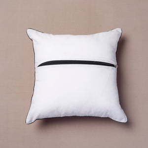 Black - Pochampally Ikat Cotton Cushion Cover (16 x 16 in)