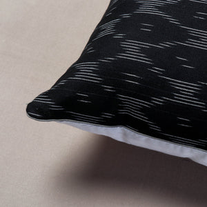 Black - Pochampally Ikat Cotton Cushion Cover (16 x 16 in)