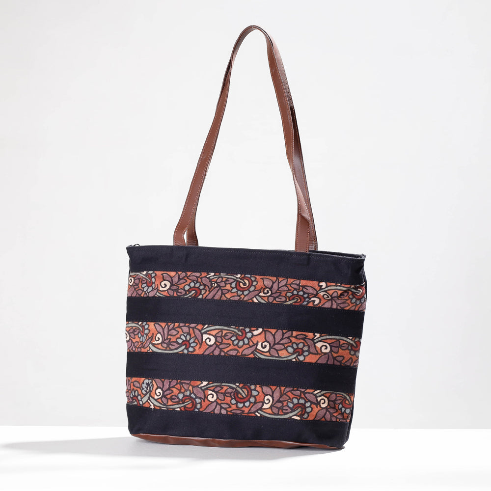 Black - Shoulder Bag - Handpainted Kalamkari Natural Dyed Cotton