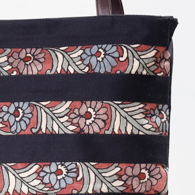 Black - Shoulder Bag - Handpainted Kalamkari Natural Dyed Cotton