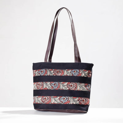 Black - Shoulder Bag - Handpainted Kalamkari Natural Dyed Cotton