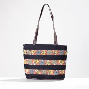 Black - Shoulder Bag - Handpainted Kalamkari Natural Dyed Cotton