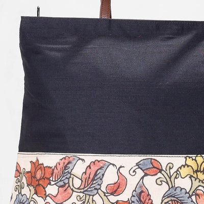 Black - Shoulder Bag - Handpainted Kalamkari Natural Dyed Ghicha Silk