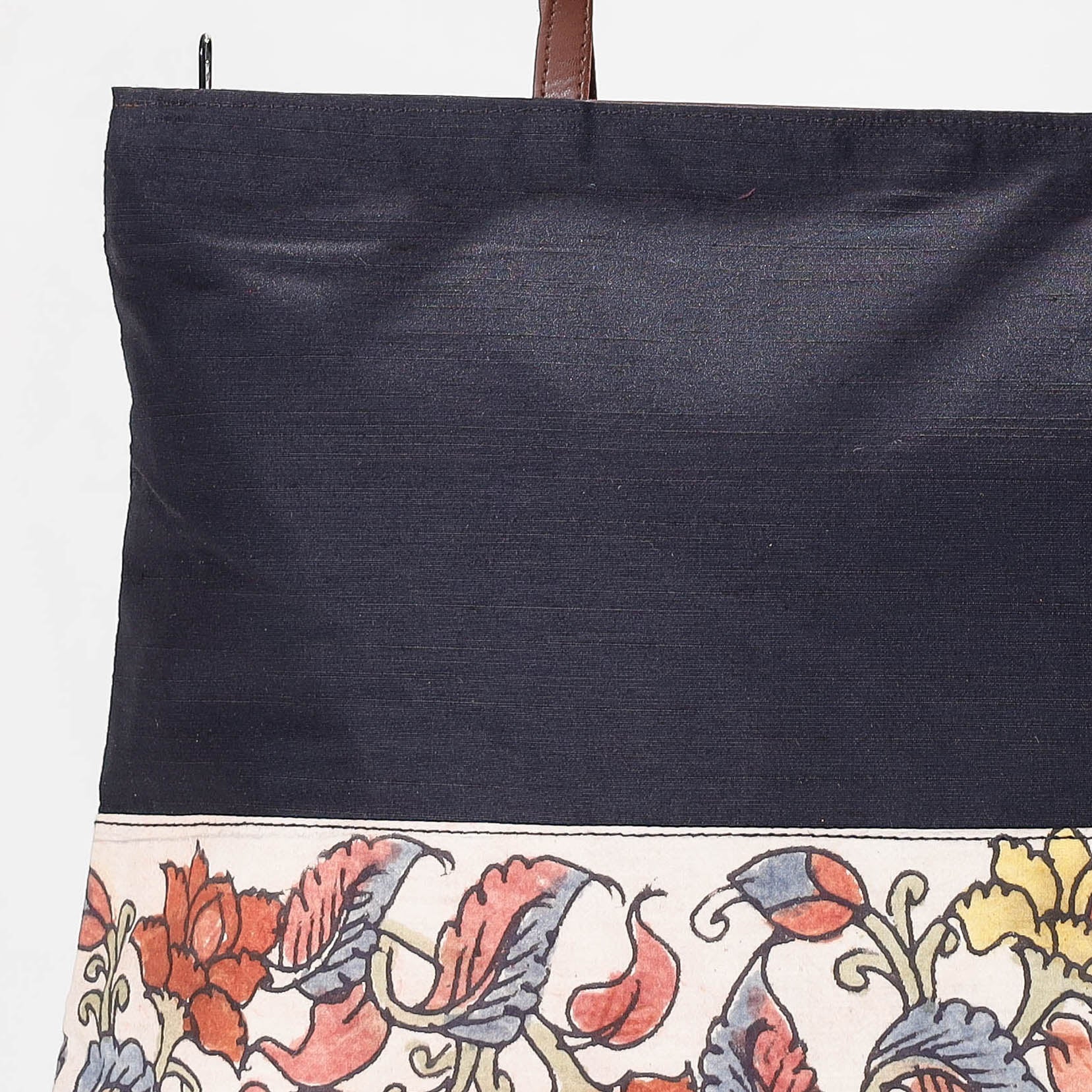 Black - Shoulder Bag - Handpainted Kalamkari Natural Dyed Ghicha Silk