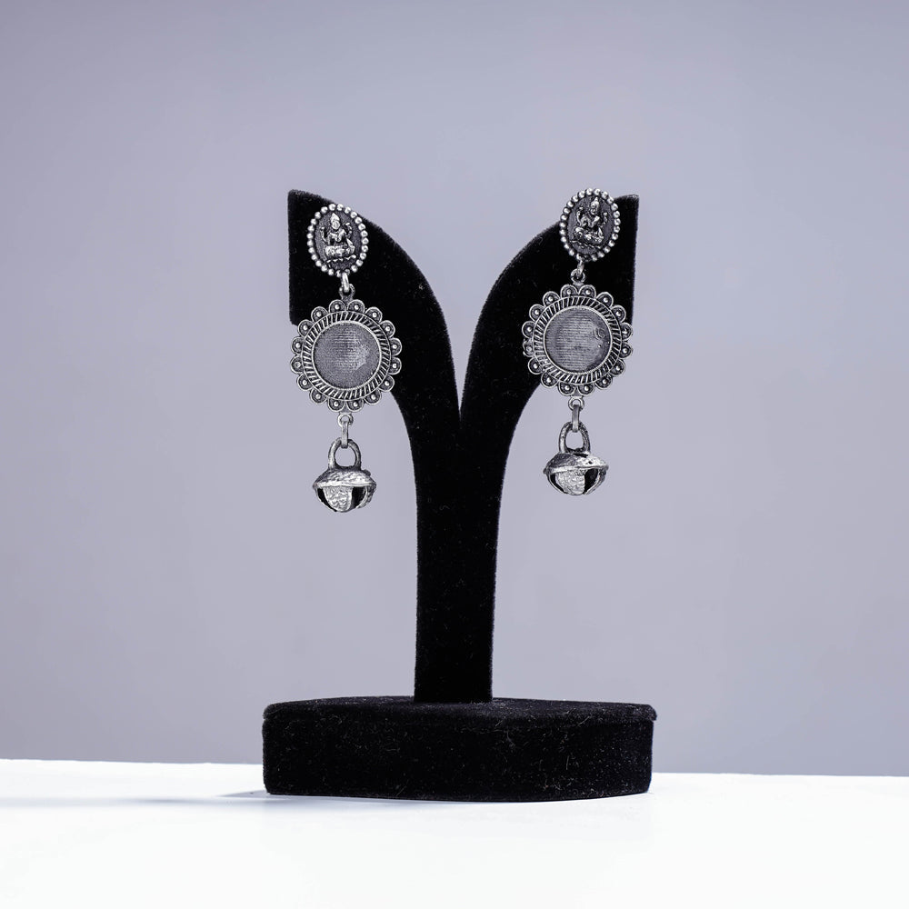 Antique Silver Finish Oxidised Brass Base Earrings