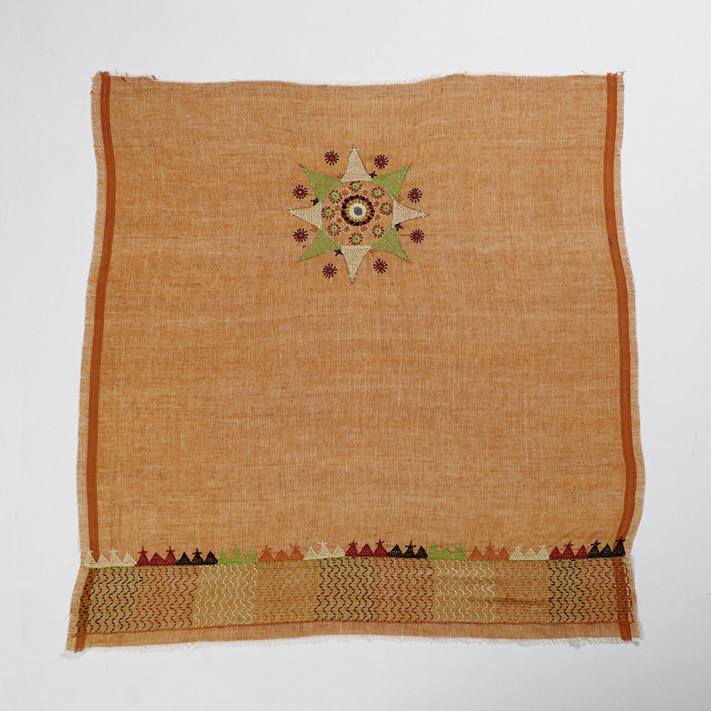 Brown - Lambani Embroidery Handspun Cotton Blouse Piece