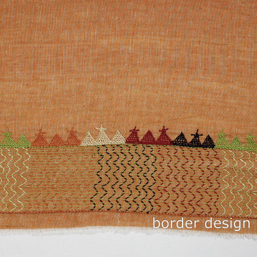 Brown - Lambani Embroidery Handspun Cotton Blouse Piece