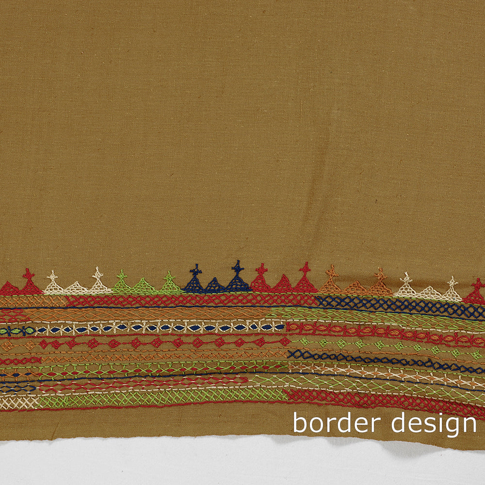 Brown - Lambani Embroidery Handspun Cotton Blouse Piece