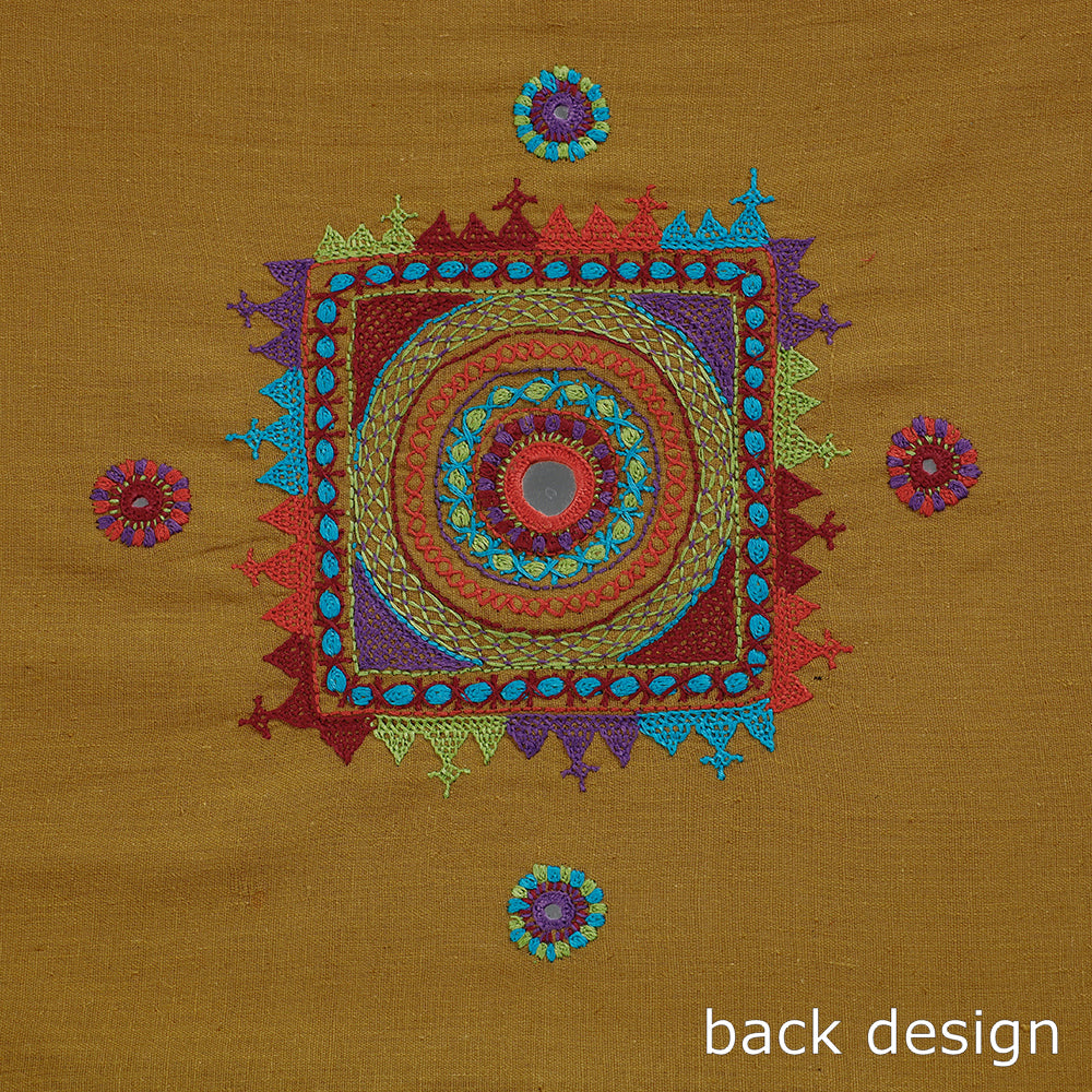 Brown - Lambani Embroidery Handspun Cotton Blouse Piece