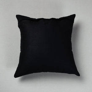 Black - Pipli Applique Work Cotton Cushion Cover (16 x 16 in)