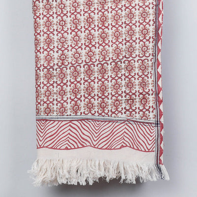 Brown - Sanganeri Block Printed Handloom Cotton Towel