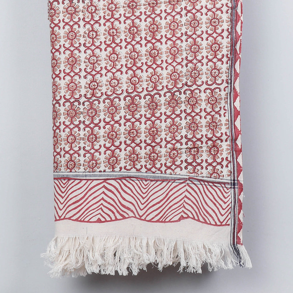 Brown - Sanganeri Block Printed Handloom Cotton Towel